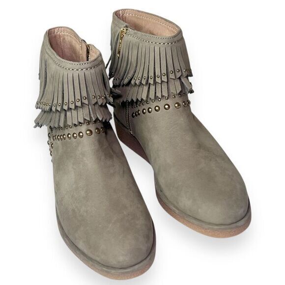 UGG Ariane Fringe Sahara Ankle Leather Boots Size 7.5 - Picture 2 of 11